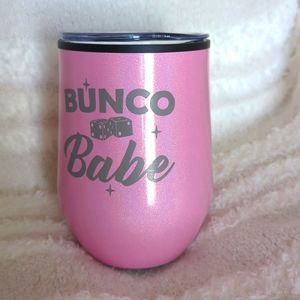 PINK STEMLESS WINE GLASS / COFFEE BUNCO BABE TUMBLER